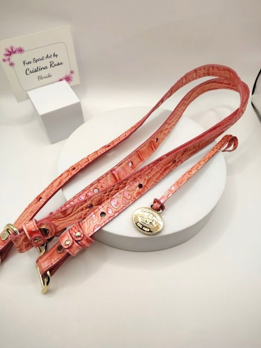 Brahmin replacement straps, hang fob tag NEW PINK PUNCH Color